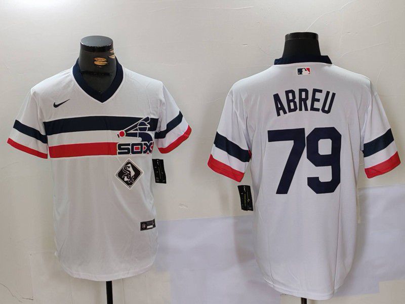 Men Chicago White Sox #79 Abreu White Throwback Game 2024 Nike MLB Jersey style 9022